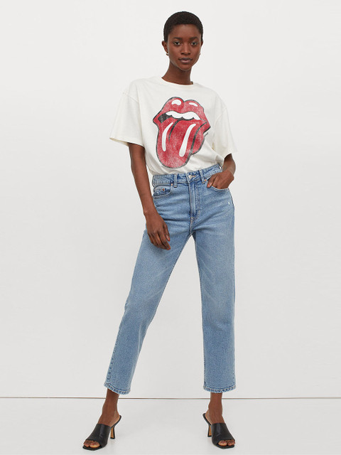 

H&M Women White Oversized Printed T-shirt