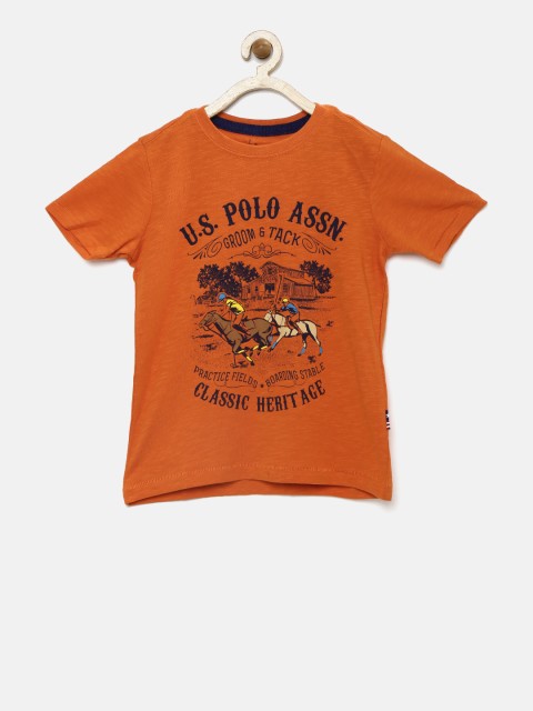

U.S. Polo Assn. Kids Boys Orange Printed T-shirt