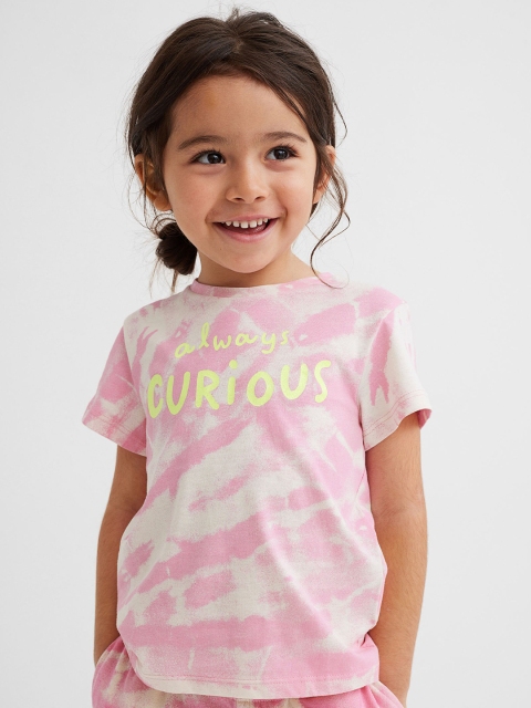 

H&M Girls Pink & White Printed Jersey Top