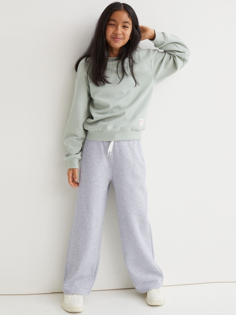 

H&M Girls Grey Solid Wide Joggers