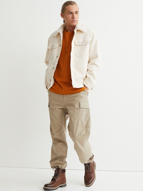 

H&M Men Beige Lined Corduroy Jacket