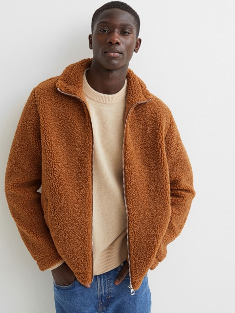 

H&M Men Brown Regular Fit Faux Shearling Jacket