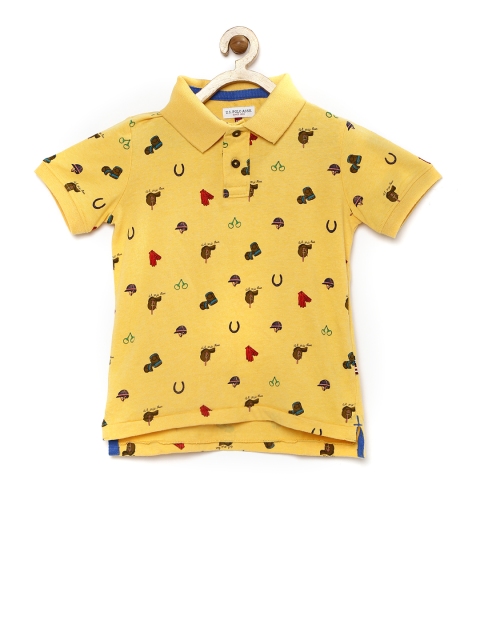 

U.S. Polo Assn. Kids Boys Yellow Printed Polo Pure Cotton T-shirt