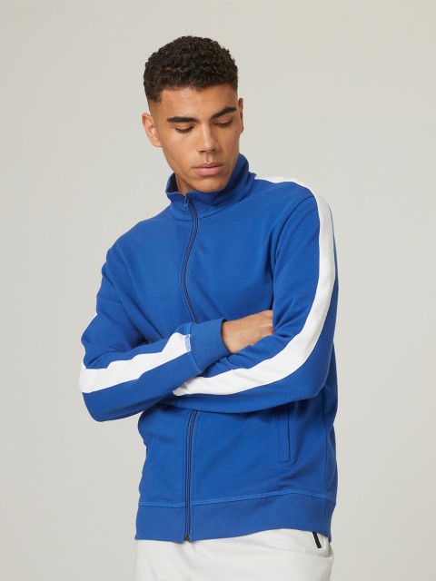 

NYAMBA By Decathlon Men Blue & White Cotton Blend Fitness Sweatshirt
