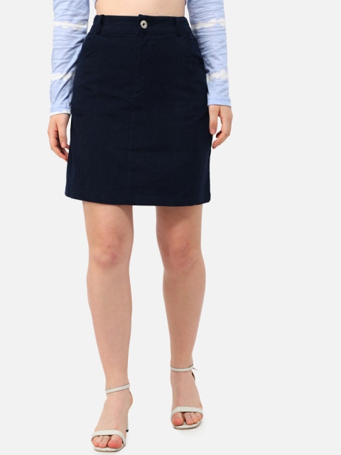 

Trend Arrest Women Navy Blue Solid Mini Pencil Skirt