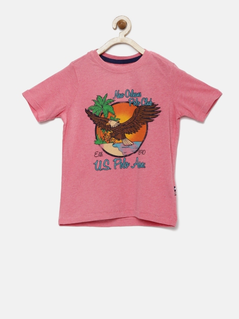 

U.S. Polo Assn. Kids Boys Pink Printed T-shirt