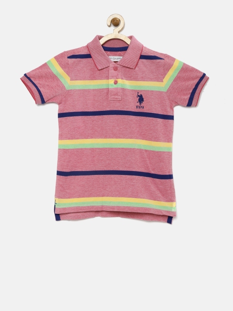 

U.S. Polo Assn. Kids Boys Pink Striped Polo T-shirt