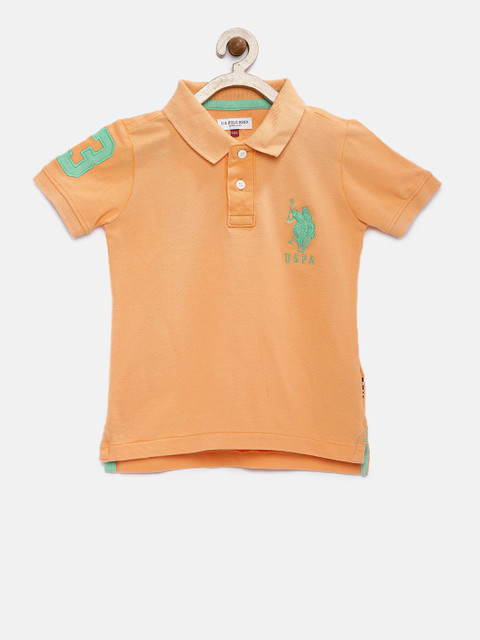 

U.S. Polo Assn. Kids Boys Orange Solid Polo Collar T-shirt