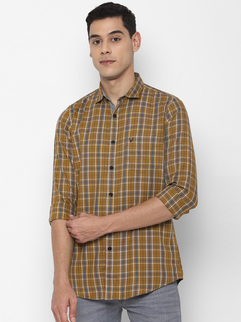 

Allen Solly Men Yellow Slim Fit Tartan Checks Checked Pure Cotton Casual Shirt