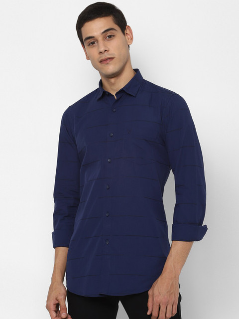 

Allen Solly Men Navy Blue Slim Fit Horizontal Stripes Striped Casual Shirt