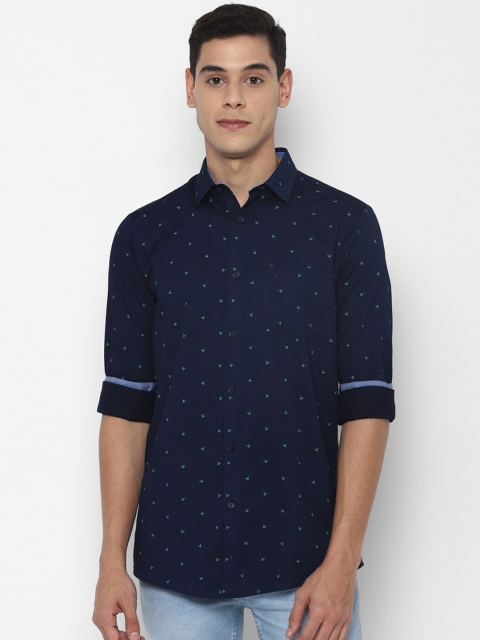 

Allen Solly Men Navy Blue Slim Fit Printed Pure Cotton Casual Shirt