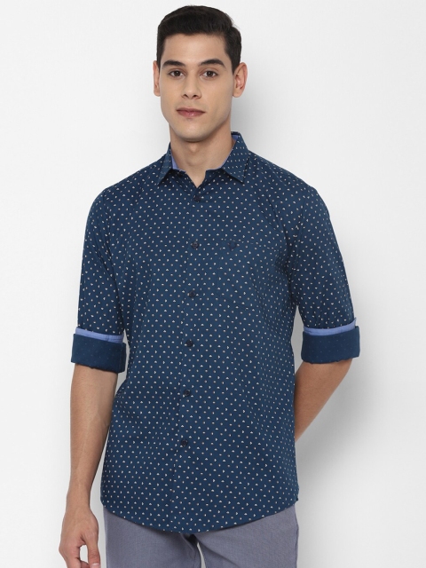 

Allen Solly Men Navy Blue Slim Fit Printed Casual Cotton Shirt