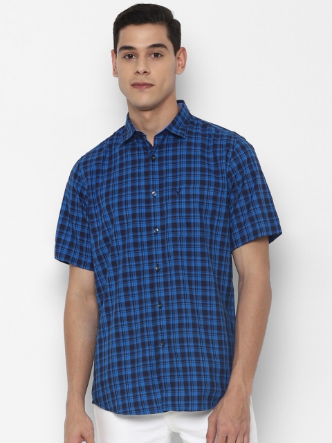 

Allen Solly Men Blue Slim Fit Checked Pure Cotton Casual Shirt