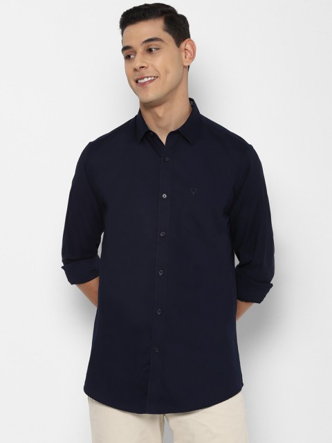 

Allen Solly Men Navy Blue Slim Fit Pure Cotton Casual Shirt