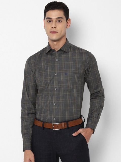 

Allen Solly Men Grey Slim Fit Checked Pure Cotton Formal Shirt
