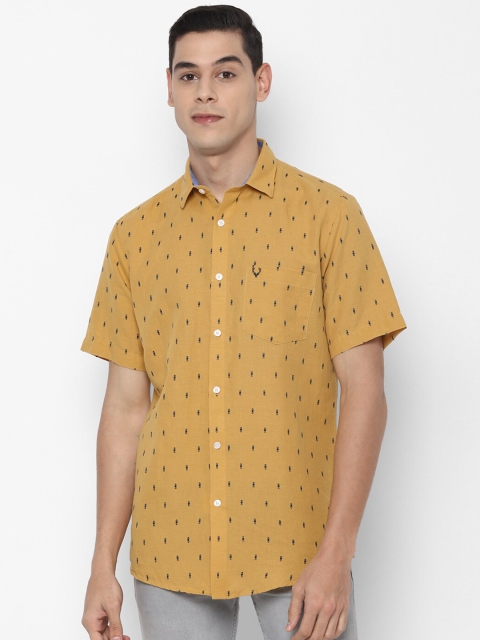 

Allen Solly Men Yellow & Blue Slim Fit Printed Cotton Linen Casual Shirt