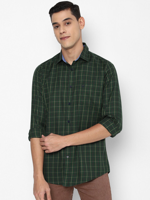

Allen Solly Men Green & Yellow Slim Fit Tartan Checked Pure Cotton Casual Shirt