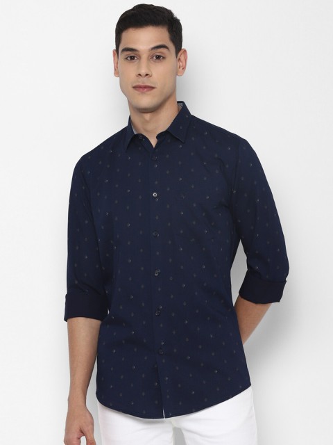 

Allen Solly Men Navy Blue Slim Fit Printed Pure Cotton Casual Shirt