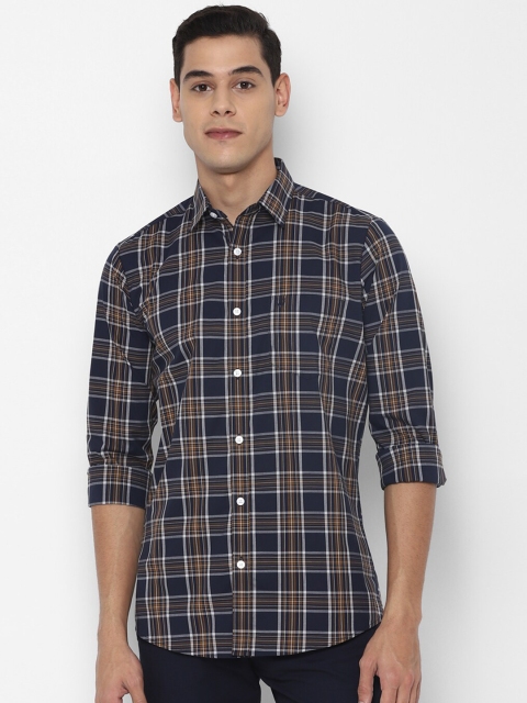 

Allen Solly Men Navy Blue Slim Fit Checked Casual Shirt