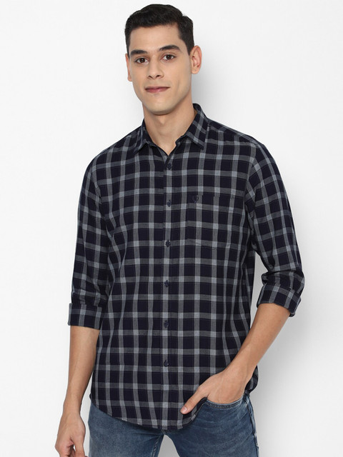 

Allen Solly Men Black Slim Fit Tartan Checks Checked Cotton Casual Shirt