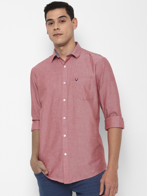 

Allen Solly Men Pink Slim Fit Printed Pure Cotton Casual Shirt