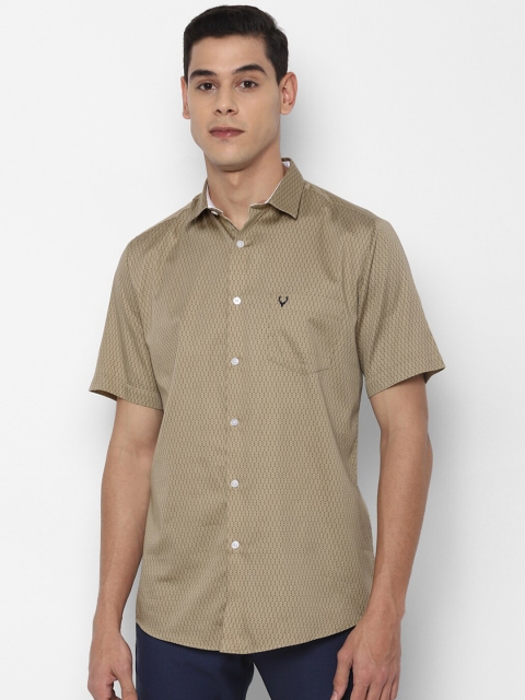 

Allen Solly Men Khaki Slim Fit Printed Pure Cotton Casual Shirt