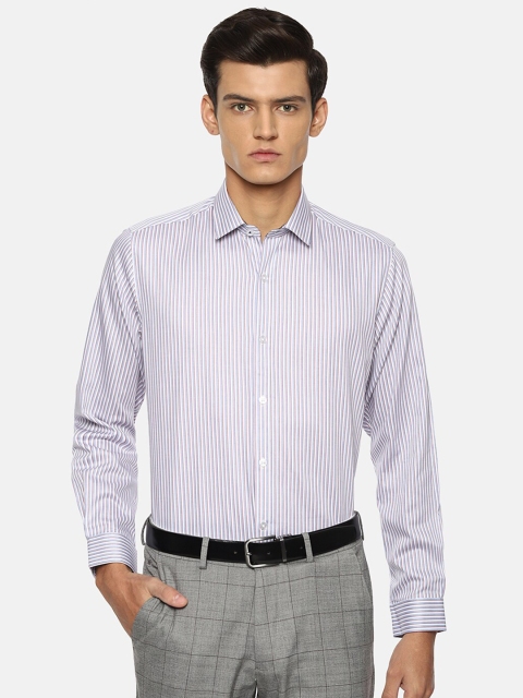 

Louis Philippe Men Grey Slim Fit Striped Formal Shirt