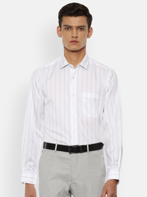 

Louis Philippe Men White Slim Fit Striped Cotton Formal Shirt