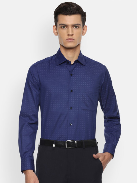 

Louis Philippe Gods & Kings Men Blue Printed Formal Cotton Shirt
