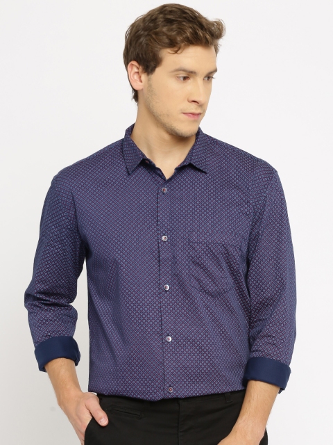 

British Club Men Blue & Red Printed Casual Shirt