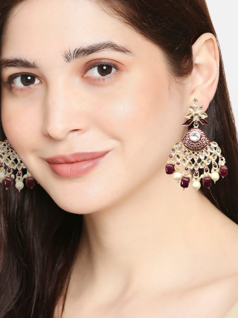 

OOMPH Maroon Contemporary Chandbalis Earrings