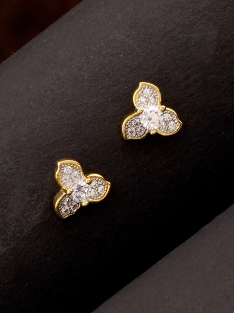 

Studio Voylla Gold-Toned Floral CZ studded Studs Earrings