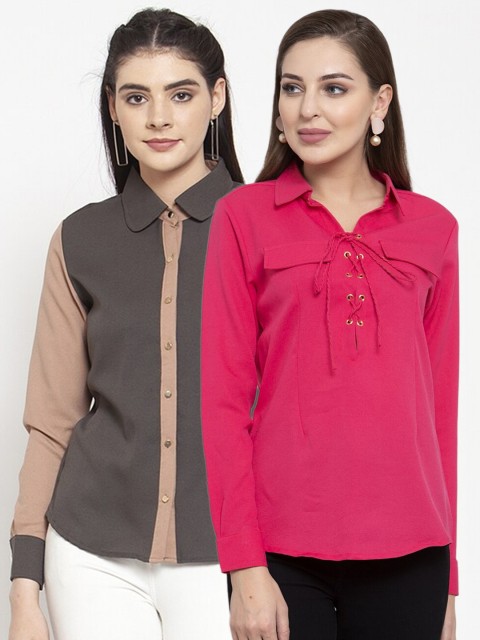 

armure Women Pack of 2 Multi Solid Casual Shirt