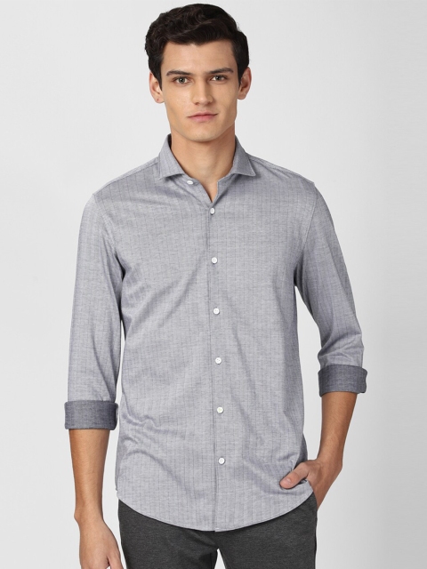 

Peter England Men Grey Slim Fit Striped Casual Shirt