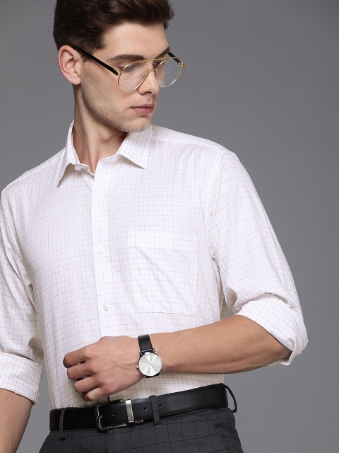 

Louis Philippe Men White Slim Fit Checked Formal Shirt
