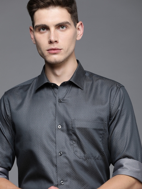 

Louis Philippe Men Black Slim Fit Printed Formal Shirt