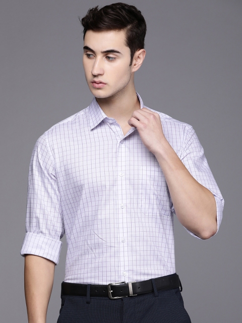 

Louis Philippe Men Lavender Checked Slim Fit Pure Cotton Formal Shirt