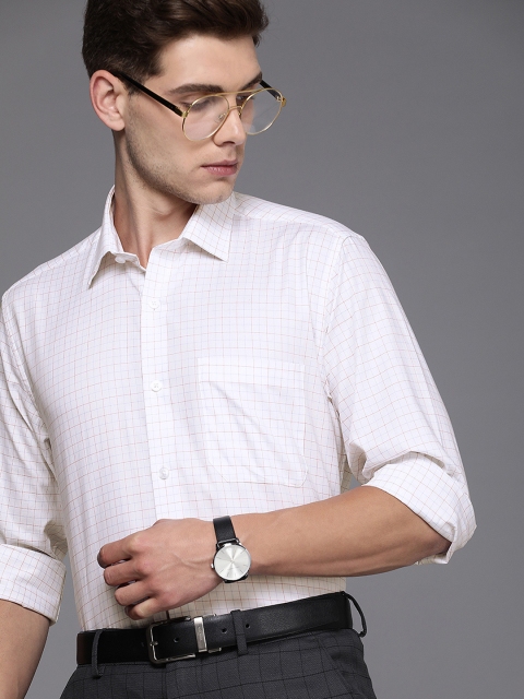 

Louis Philippe Men White Slim Fit Checked Formal Shirt