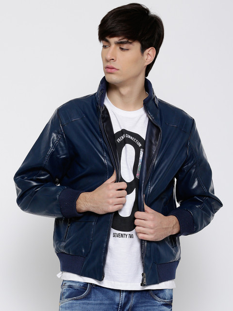 

Fort Collins Navy Faux Leather Jacket, Navy blue