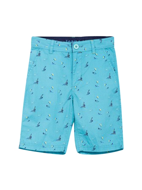 

UNDER FOURTEEN ONLY Boys Blue Conversational Printed Cotton Shorts