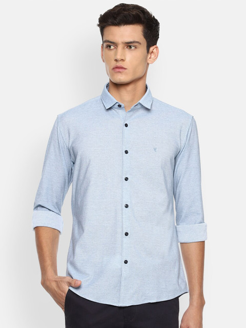 

V Dot Men Blue Slim Fit Casual Shirt