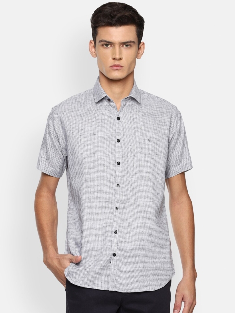 

V Dot Men Grey Printed Slim Fit Casual Shirt