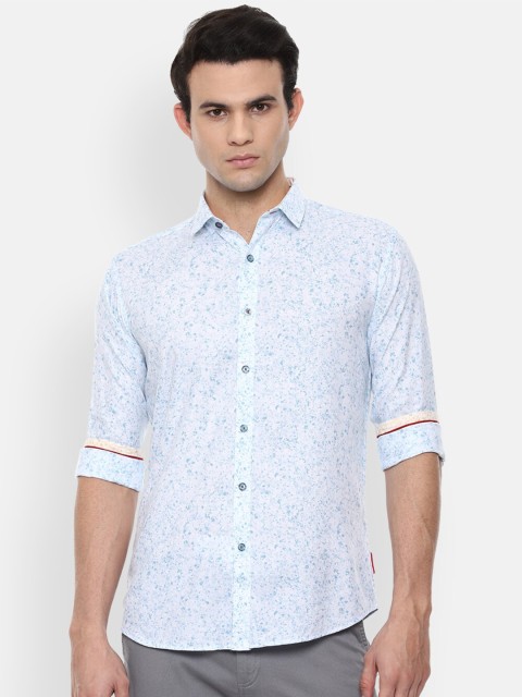 

V Dot Men Blue Slim Fit Printed Casual Shirt