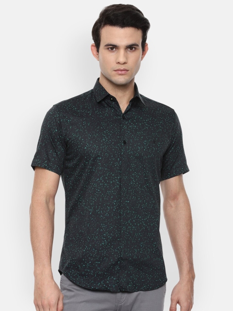 

V Dot Men Navy Blue Slim Fit Opaque Printed Casual Shirt