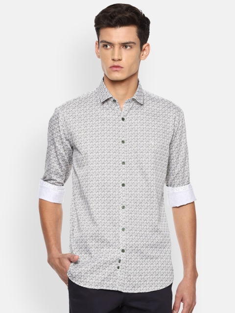 

V Dot Men Grey Slim Fit Opaque Printed Casual Shirt