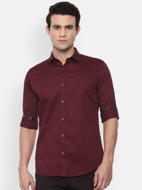 

V Dot Men Maroon Slim Fit Opaque Casual Shirt