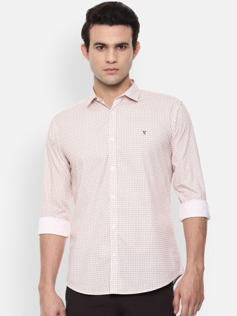 

V Dot Men White Slim Fit Micro Printed Cotton Casual Shirt