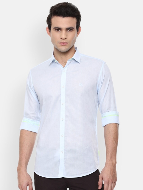 

V Dot Men Blue Slim Fit Opaque Casual Shirt