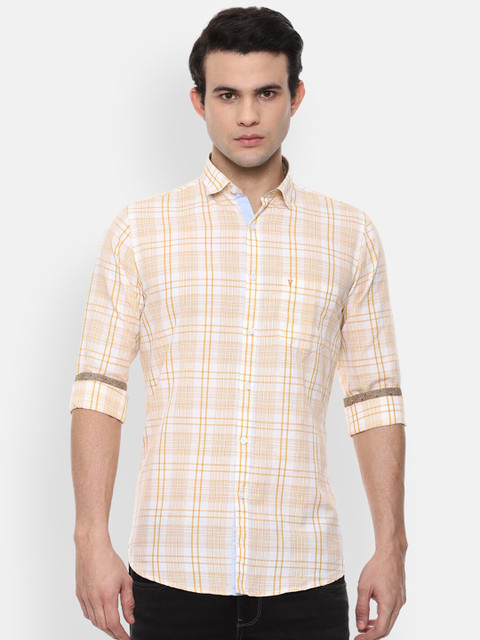 

Van Heusen Sport Men Yellow Slim Fit Checked Casual Shirt