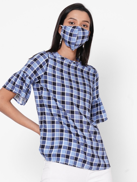 

109F Blue Checked Top